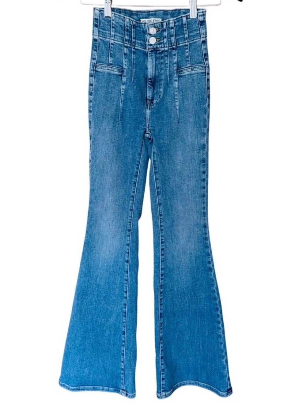 Free People We The Free Jayde Sunburst Blue Super High-Rise Flare Jeans Size 24